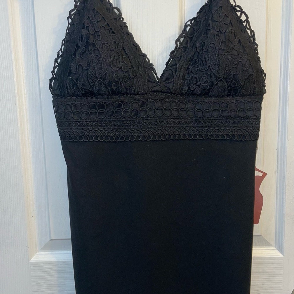 Elegant Black Lace Slip Dress